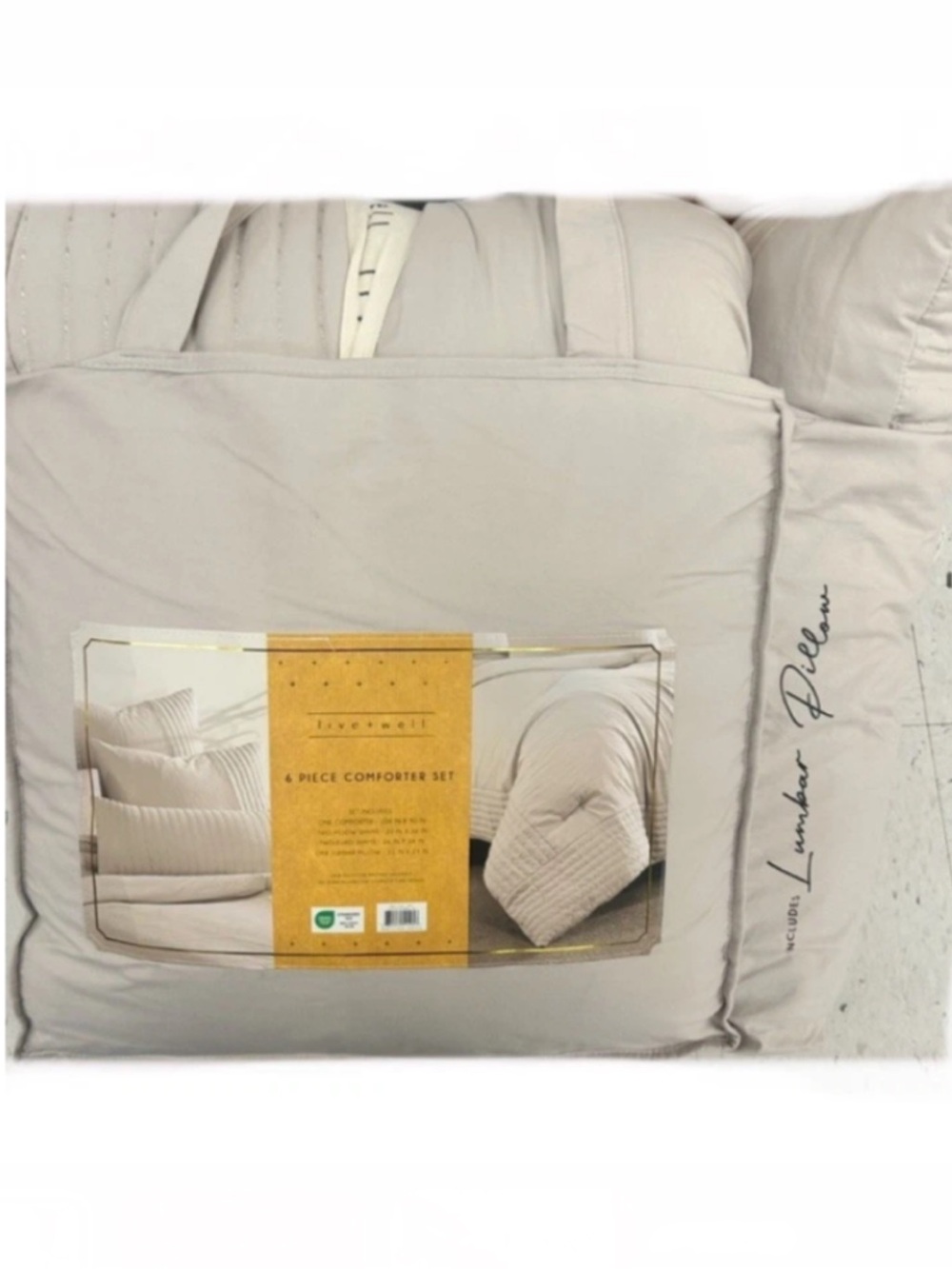 Live Well 6 Piece Stone King Comforter Set with Lumbar Pillow New with Tags